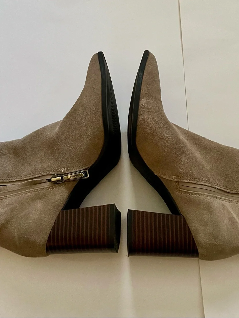 Blondo Suede Ankle Booties in Taupe